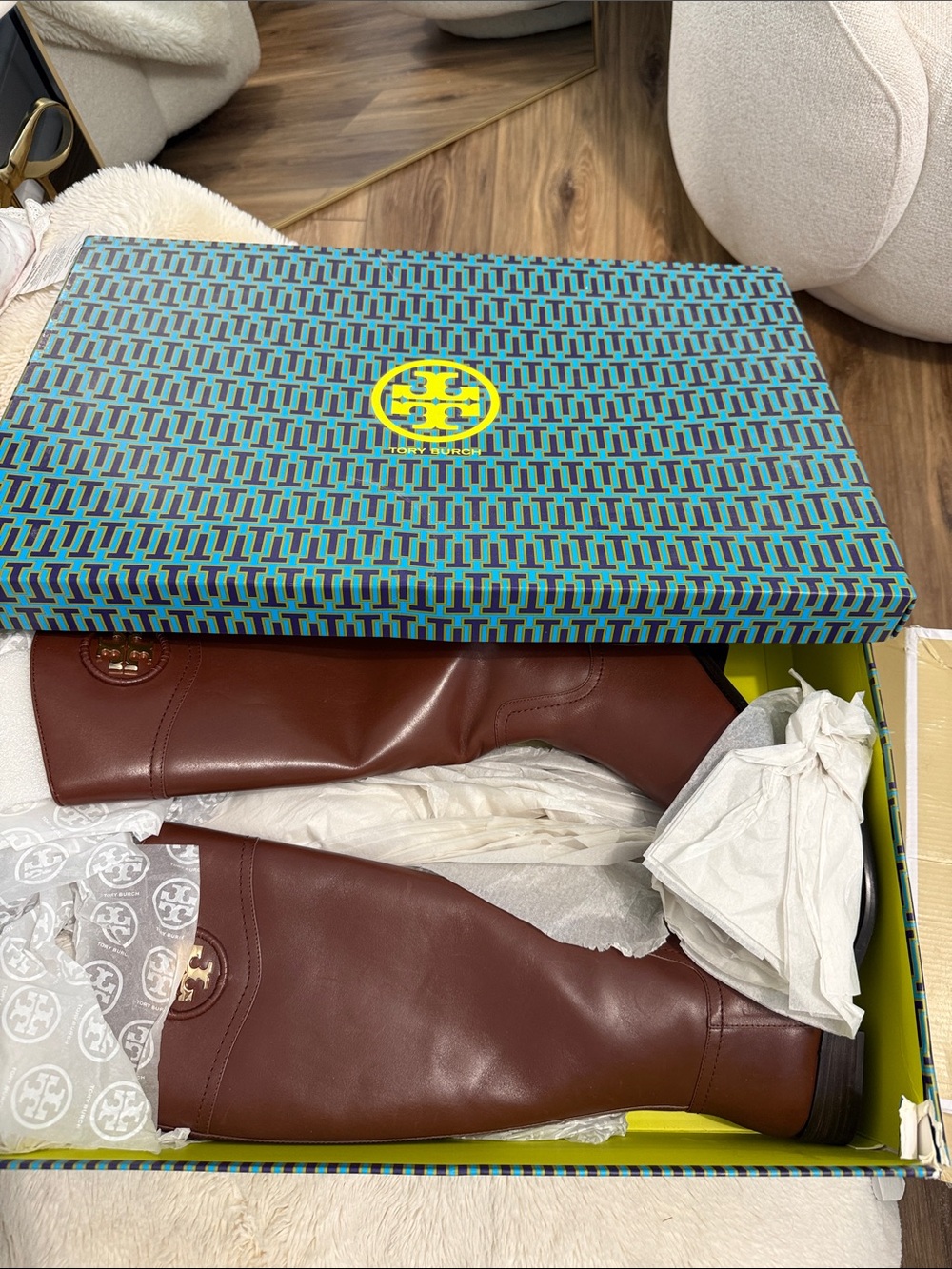 Tory Burch Brown Leather Knee-High Heeled Boots